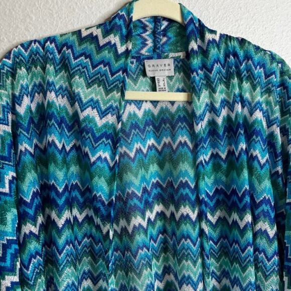 GRAVER Susan Graver Novelty Knit Kimono with Tassel Trim Sz Large - Picture 7 of 8